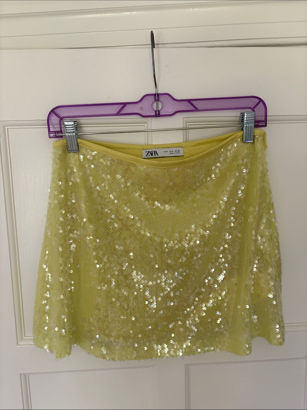 Zara Yellow Sequin Mini Skirt